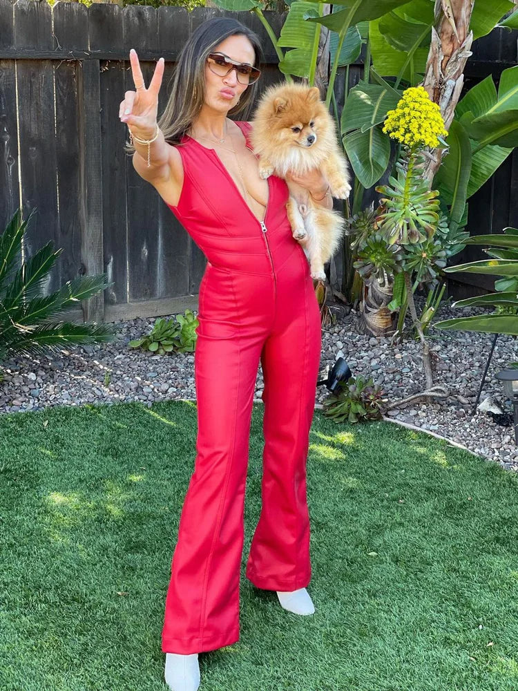 Rygløs Hjerteformet Denim Jumpsuit til Kvinder