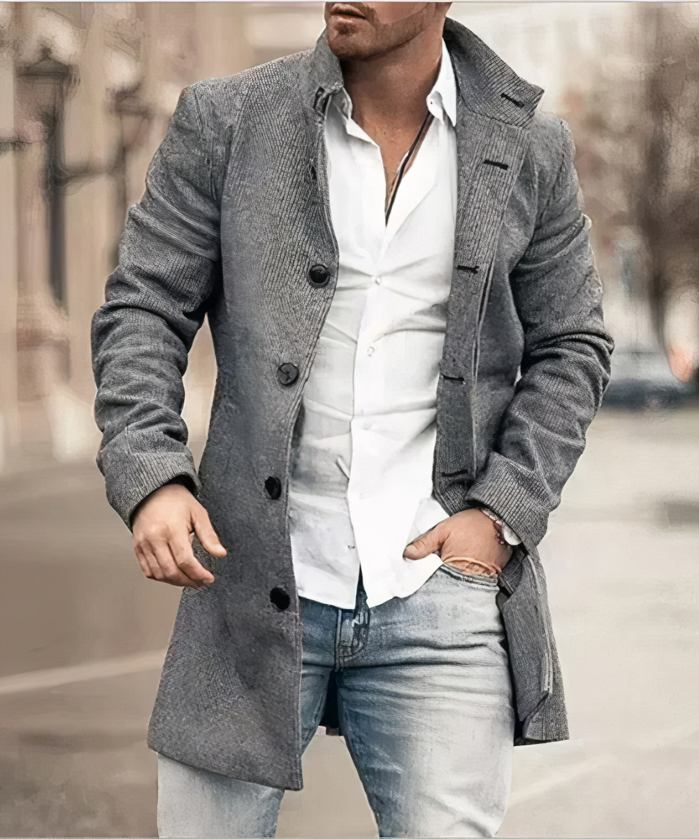 Men's Long Coat – Stylish Elegant Overcoat for Autumn & Winter