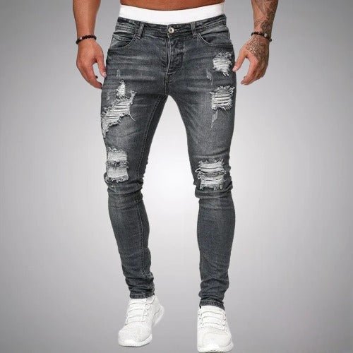 Herre Slim-Fit Ripped Jeans i Premium Bomuld