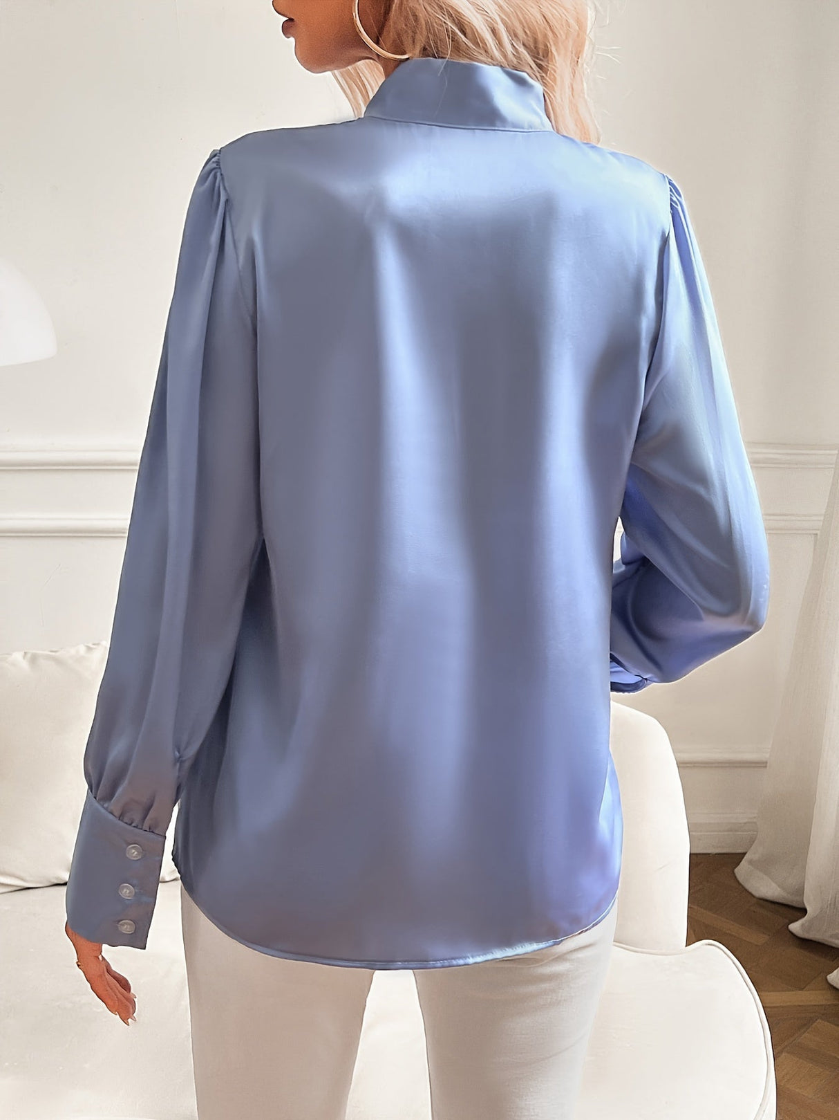 Elegant Bluse med Sløjfekrave | Luksus Polyester | Feminin Stil