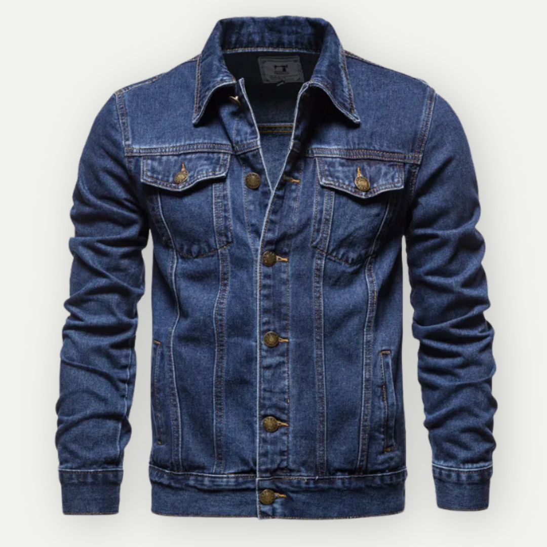 Herre Denim Trucker Jakke med Justerbar Talje