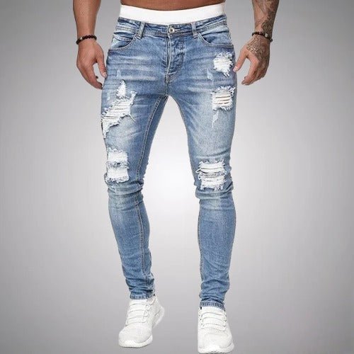 Herre Slim-Fit Ripped Jeans i Premium Bomuld