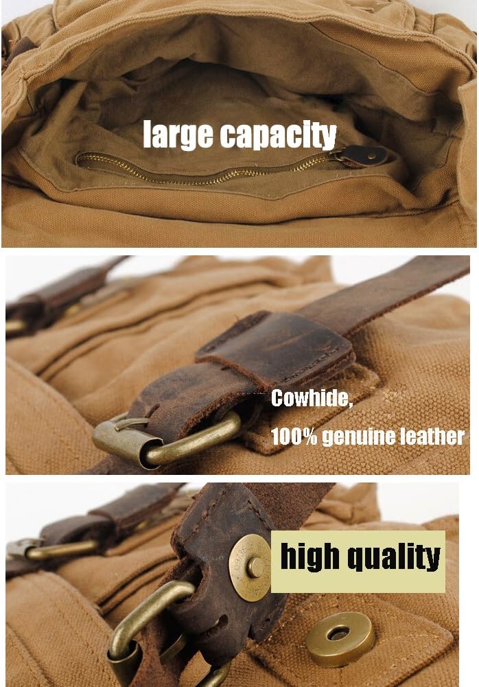 Vintage Canvas Messenger Taske til Laptops 13-17 Tommer Grøn