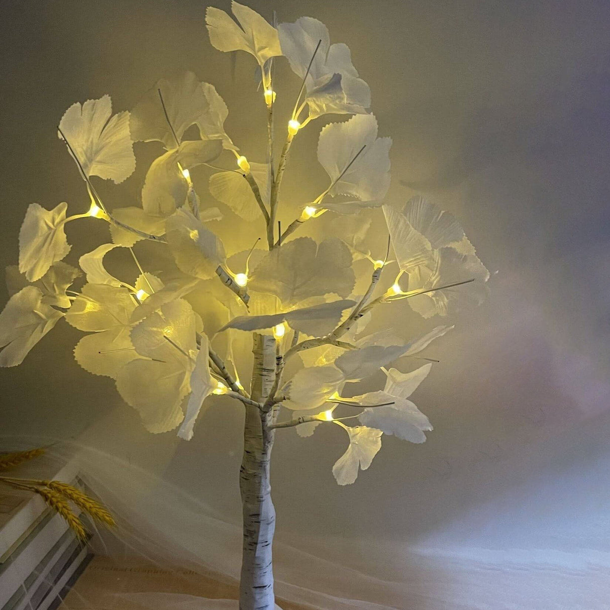 LED Ginkgo bordlampe 60cm dekoration hvid gul moderne batteribelysning integreret LED