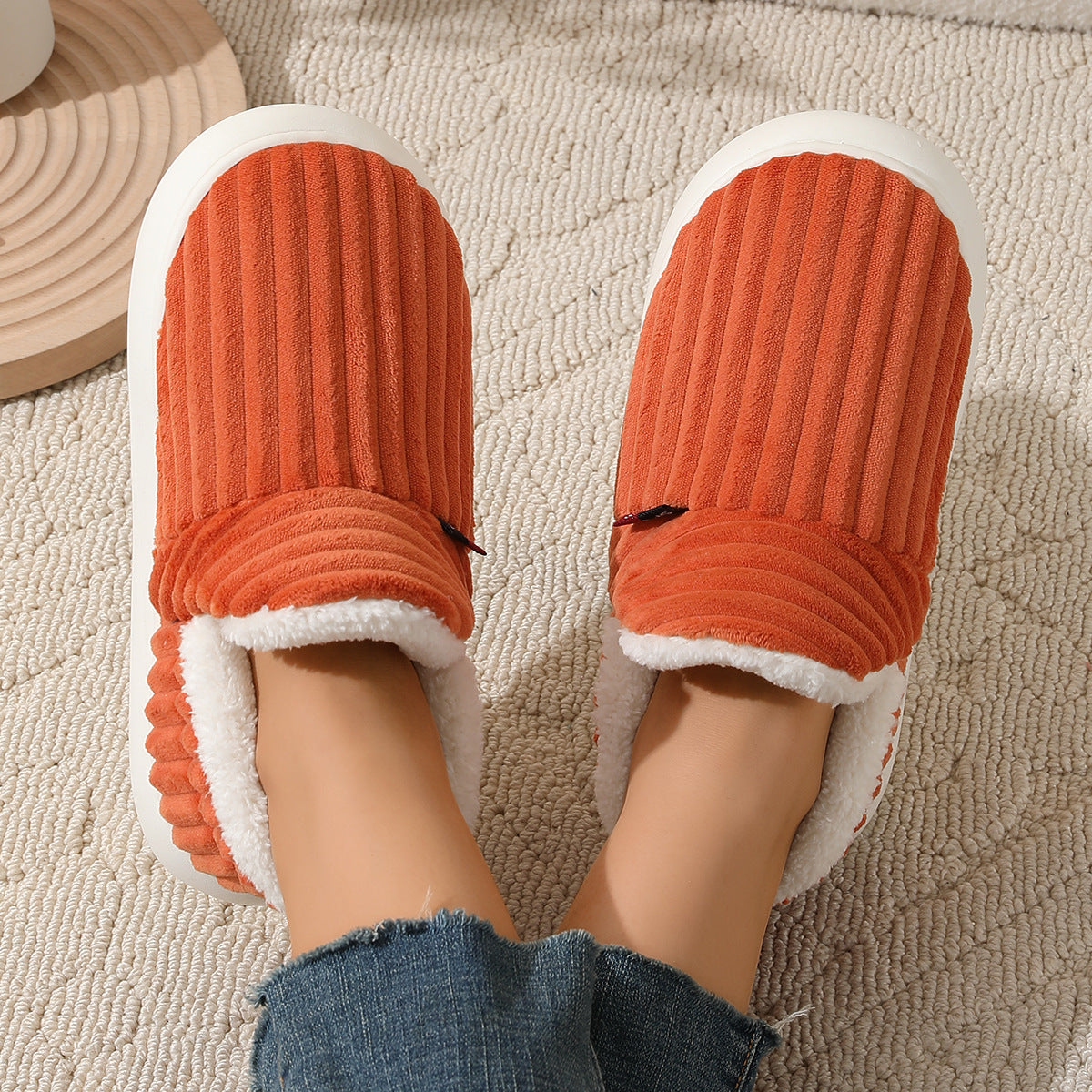 Warm ribbed knitted slippers – Comfortable slippers for the home