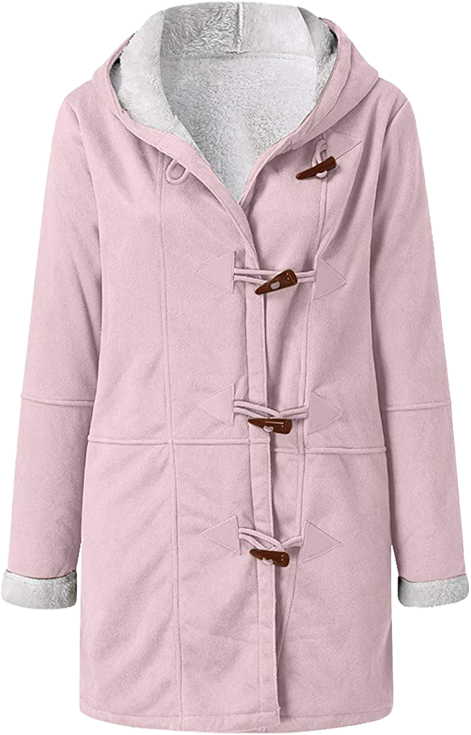 Women's winter jacket – Warm sherpa jacket with hood and toggle closure