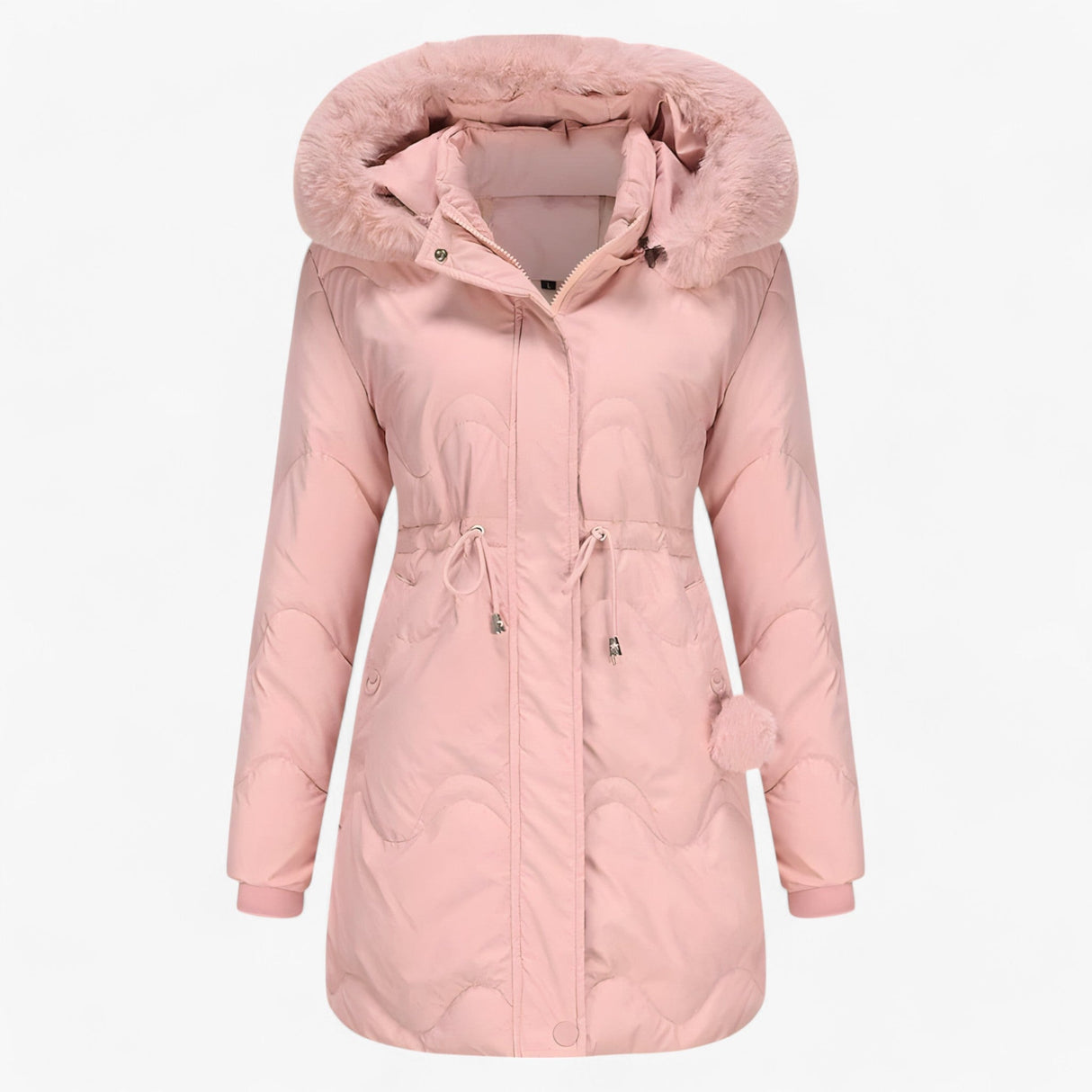 Ladies' Winter Jacket – Elegant Warm Jacket with Fur Collar and Hood