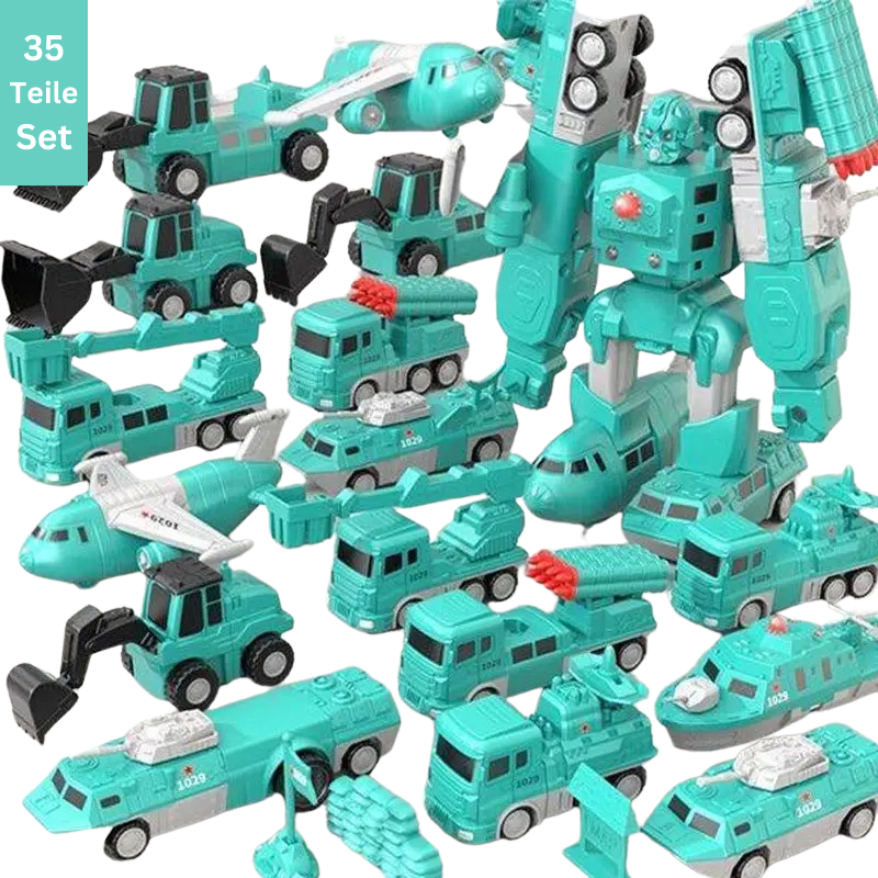 Transformerbart byggesæt – Byggekøretøjer & robot til børn