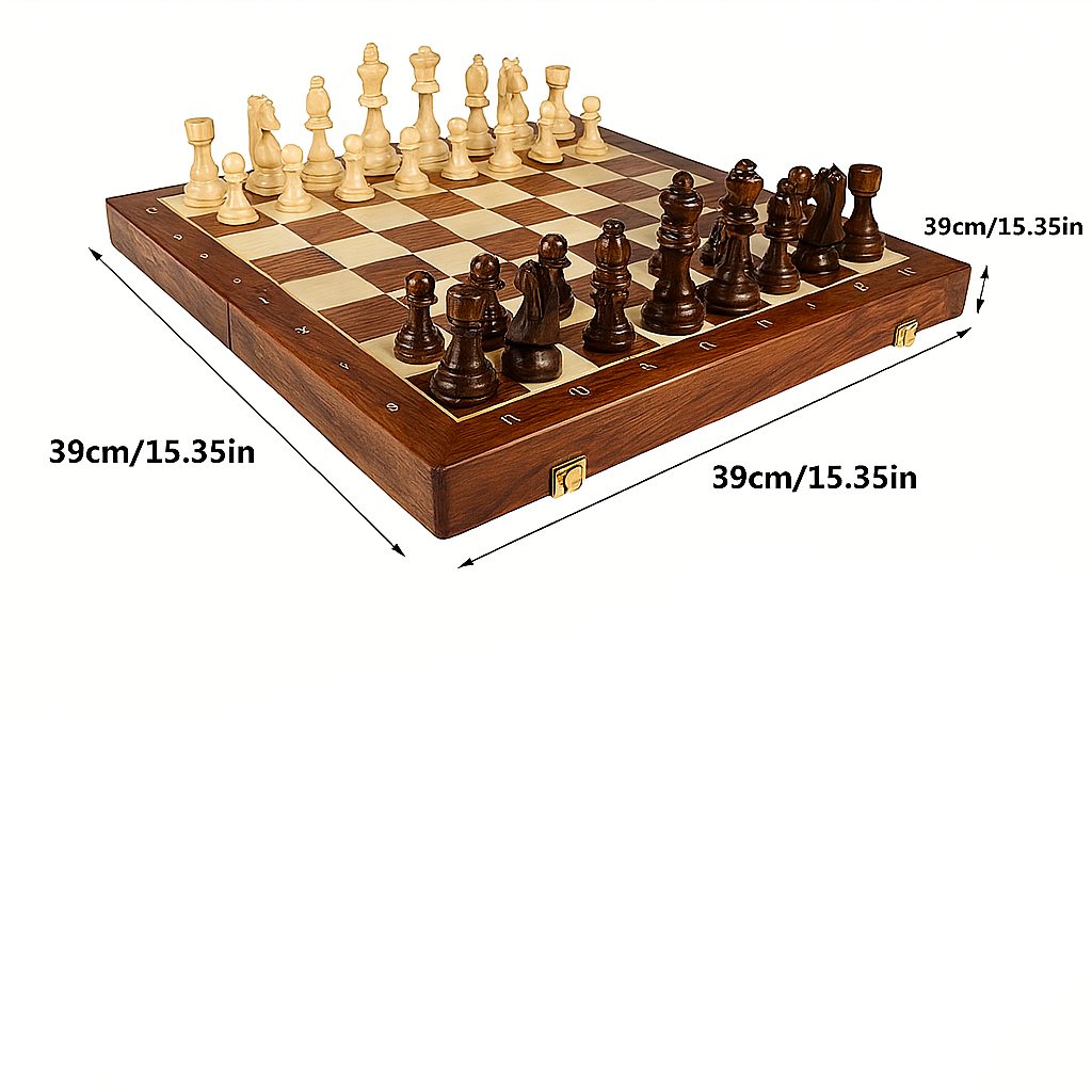 Træskakspil med Opbevaringskasse – Luksuriøst Håndlavet Skaksæt
