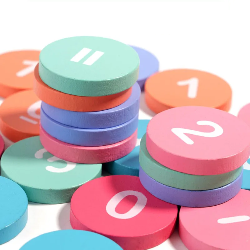 Træ Regnespil Sæt – Montessori Tælle- og Regnekort til Børn