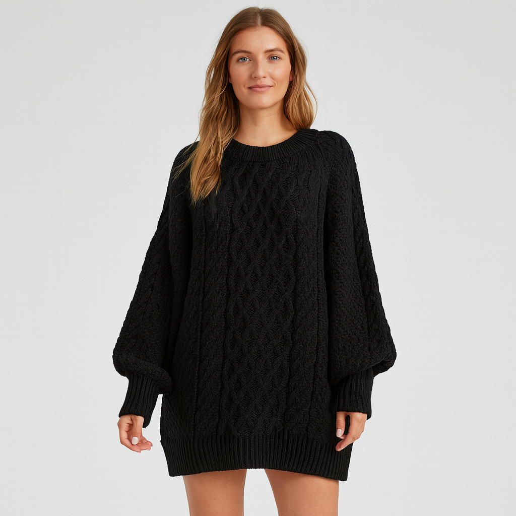 Strikket Sweaterkjole til Damer – Varm, Stilfuld & Komfortabel