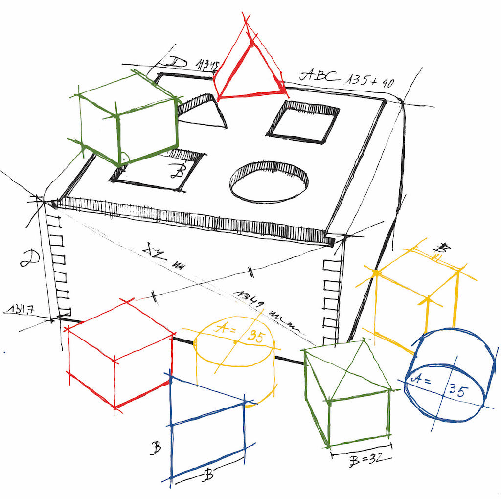Træ Formsorteringsboks – Montessori Sorteringsboks med Farverige Klodser