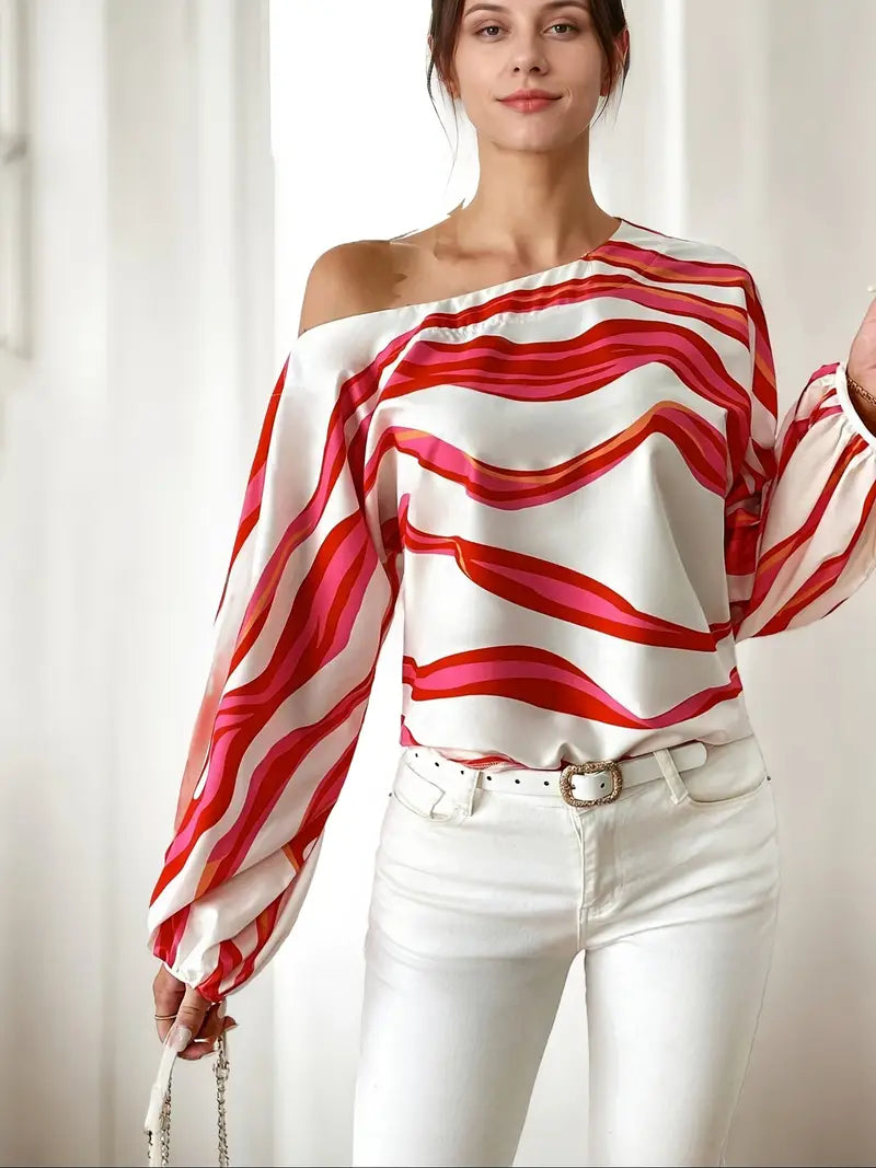 Asymmetrisk Bluse med Én Skulder – Luksus & Trendy Design