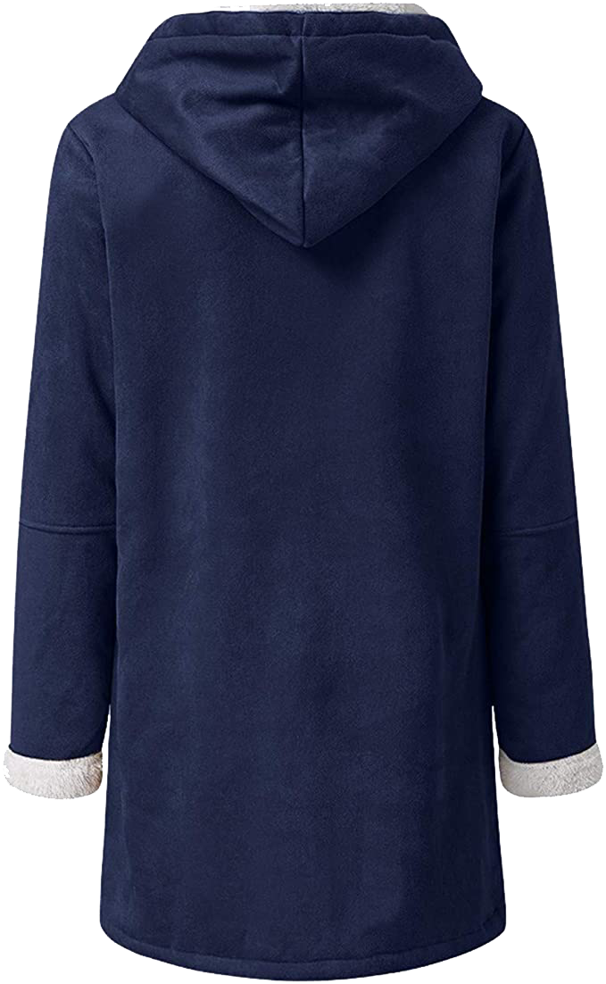 Women's winter jacket – Warm sherpa jacket with hood and toggle closure