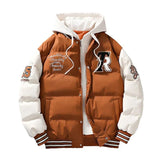 Men's Varsity Puffer Jacket – Warm College Winter Jacket with Hood