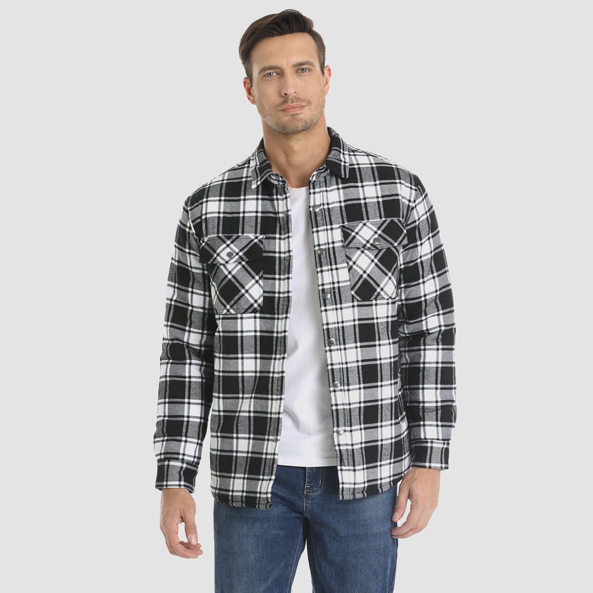 Herre Flannel Vintervest med Vatteret Foring