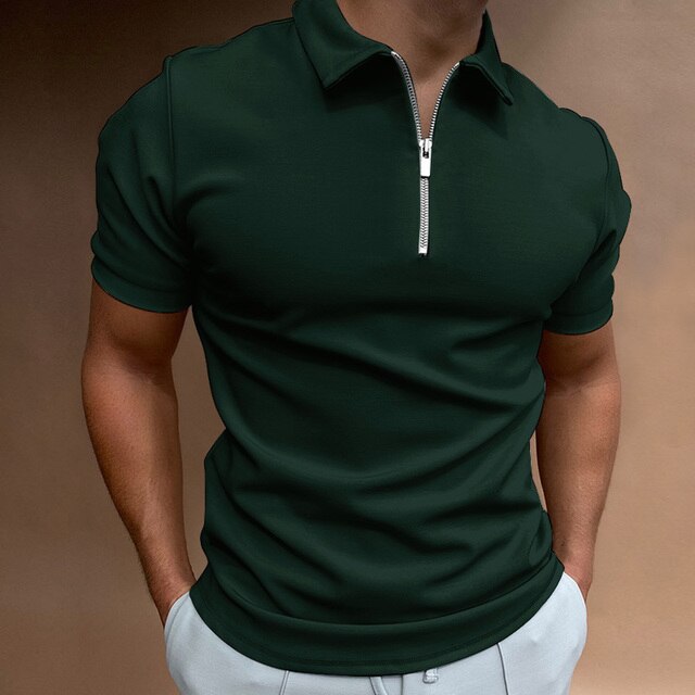 Casual Herre Poloshirt med Lynlås og Stilfuldt Design