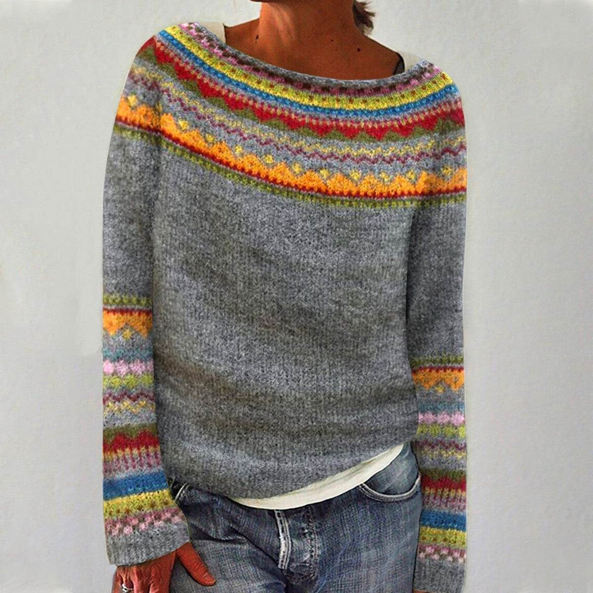 Retro Sweater med Komfortabel Pasform og Stilfuldt Design
