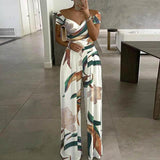Maxikjole Print Off-Shoulder V-Hals