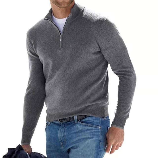 Herre V-hals sweater i blød bomuldsblanding - Tidssøs stil og komfort