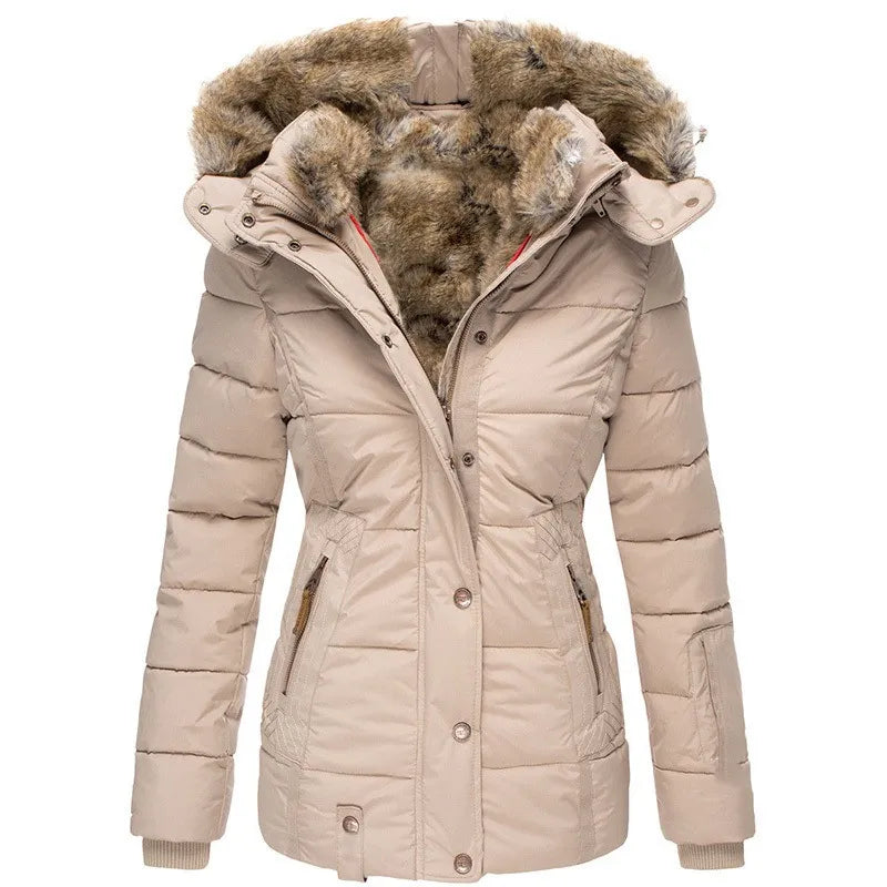 Ladies' winter jacket – Fitted parka with detachable hood