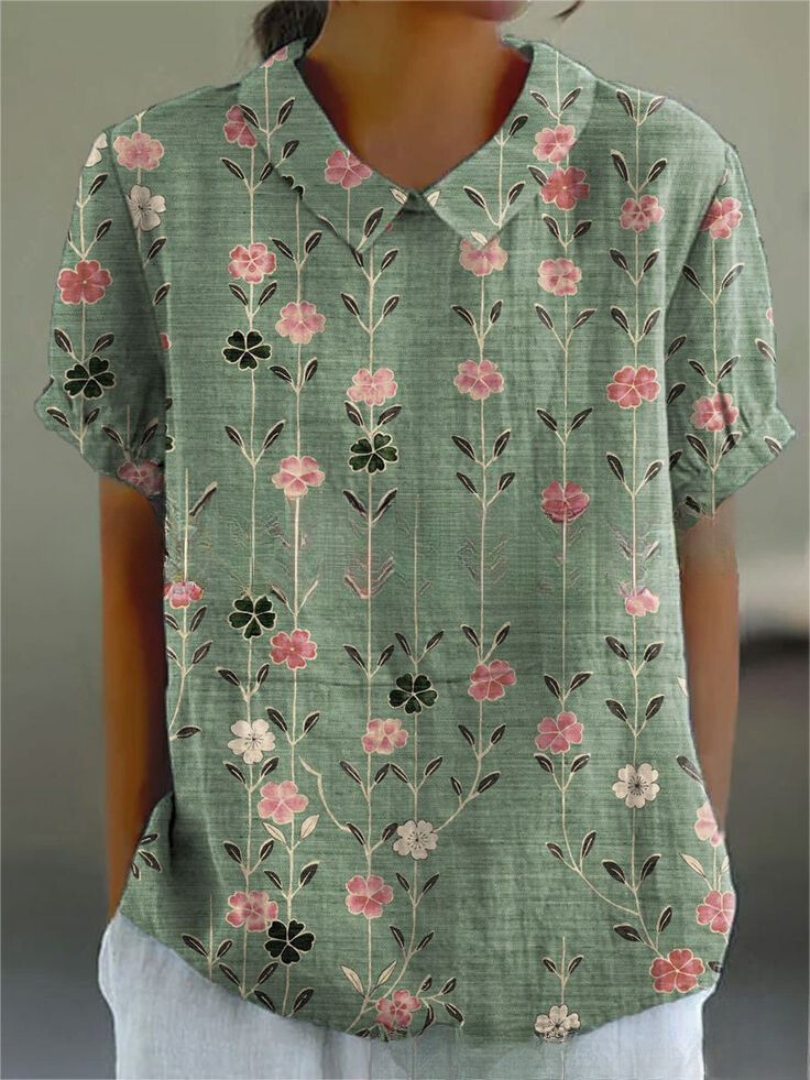Vintage Blomsterbluse Dame | Komfortabel Pasform