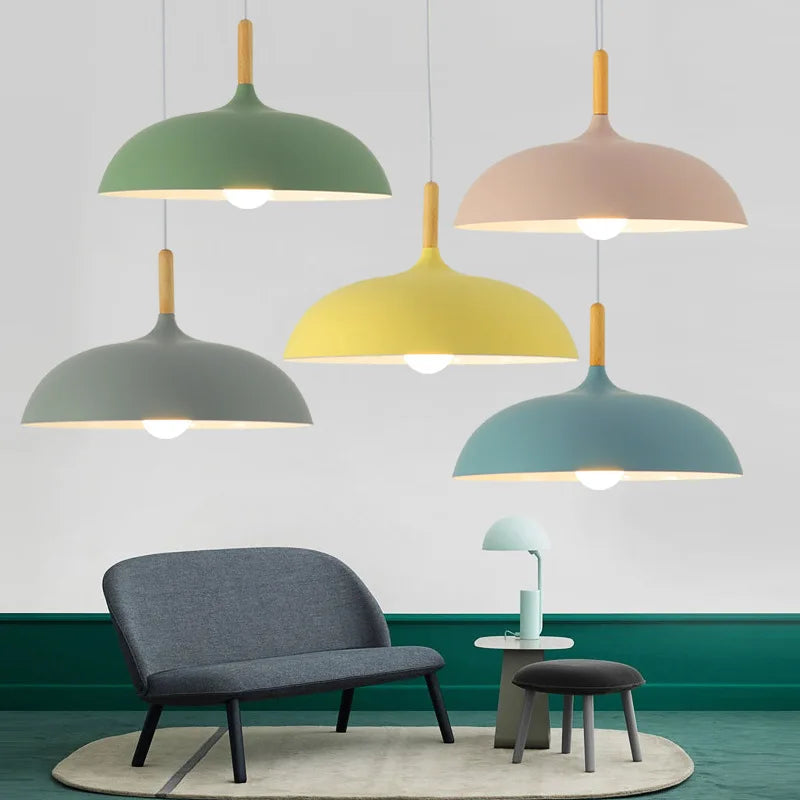 Moderne Skandinavisk Egetræ LED Loftlampe