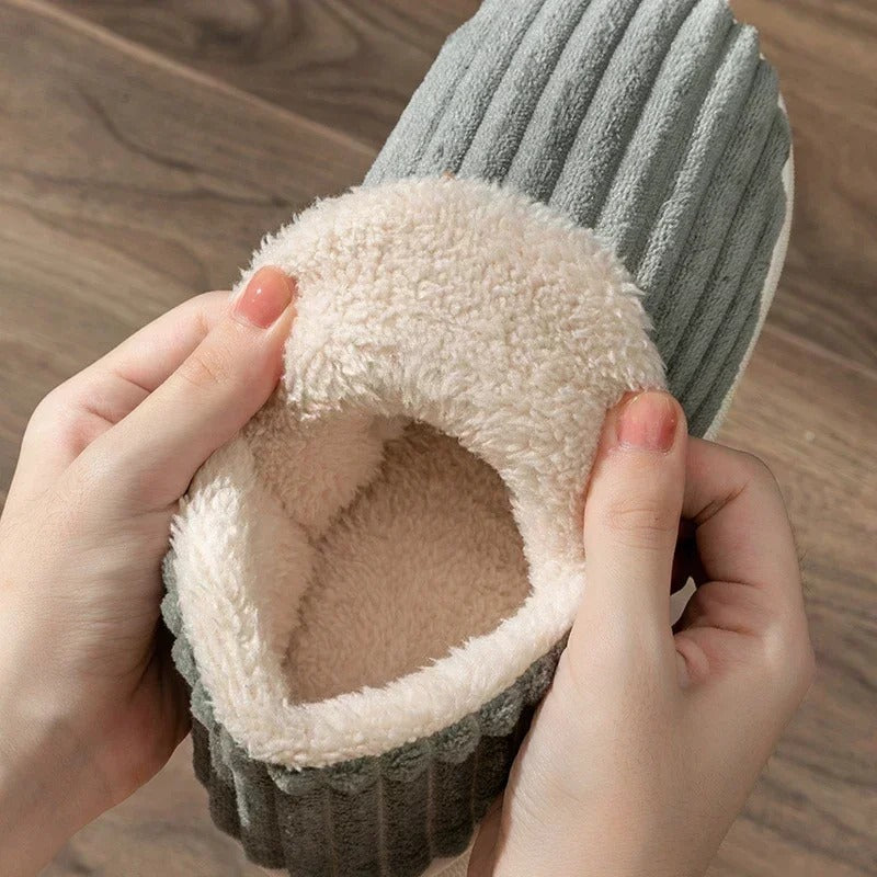 Warm ribbed knitted slippers – Comfortable slippers for the home