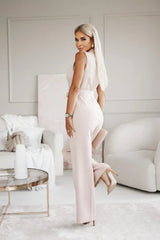 Jumpsuit Dame V-hals med Bælte Elegance