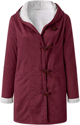 Women's winter jacket – Warm sherpa jacket with hood and toggle closure