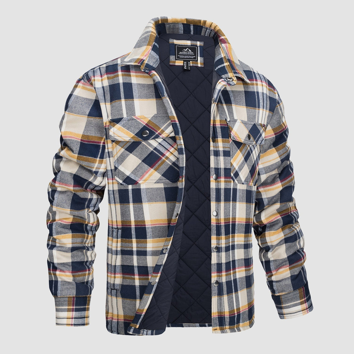 Herre Flannel Vintervest med Vatteret Foring