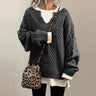Ladies Oversized Cable Knit – Warm Cozy Knitted Sweater