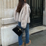 Dame Blød Vinterjakke – Elegant Kort Jakke i Kunstpels