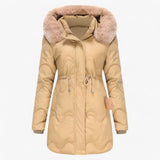 Ladies' Winter Jacket – Elegant Warm Jacket with Fur Collar and Hood