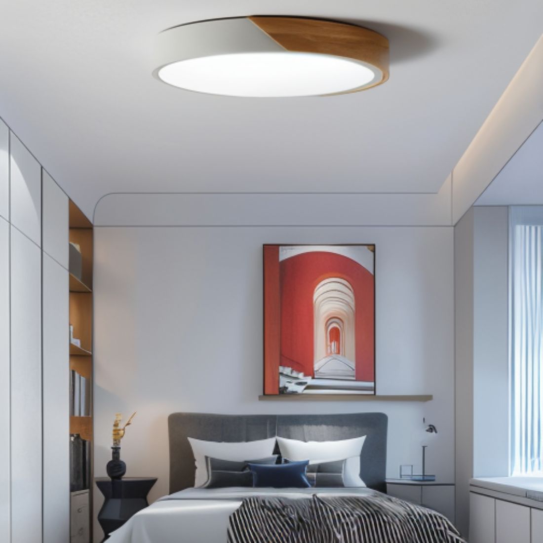 LumaLite - Stilfuld LED loftlampe med træ og akryldiffuser