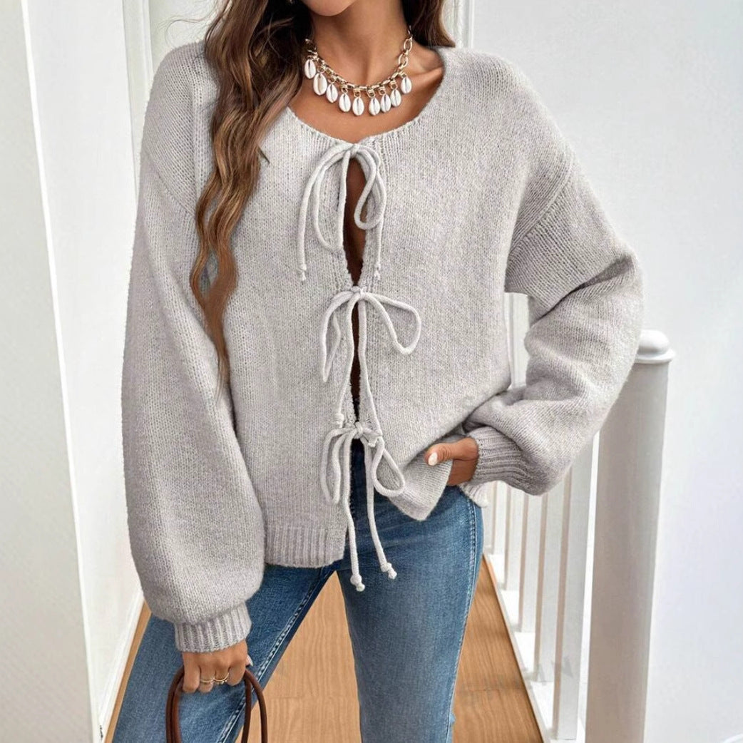 Vest Med Sløjfer Foran - Akryl Cardigan