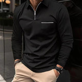 Poloshirt Herre Langærmet med Lynlås - Stilfuld og Komfortabel