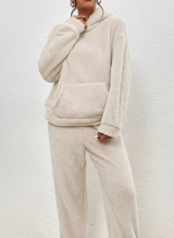 Dame Fleece Loungewear Sæt – Blød Hættetrøje & Bukser til Vinter