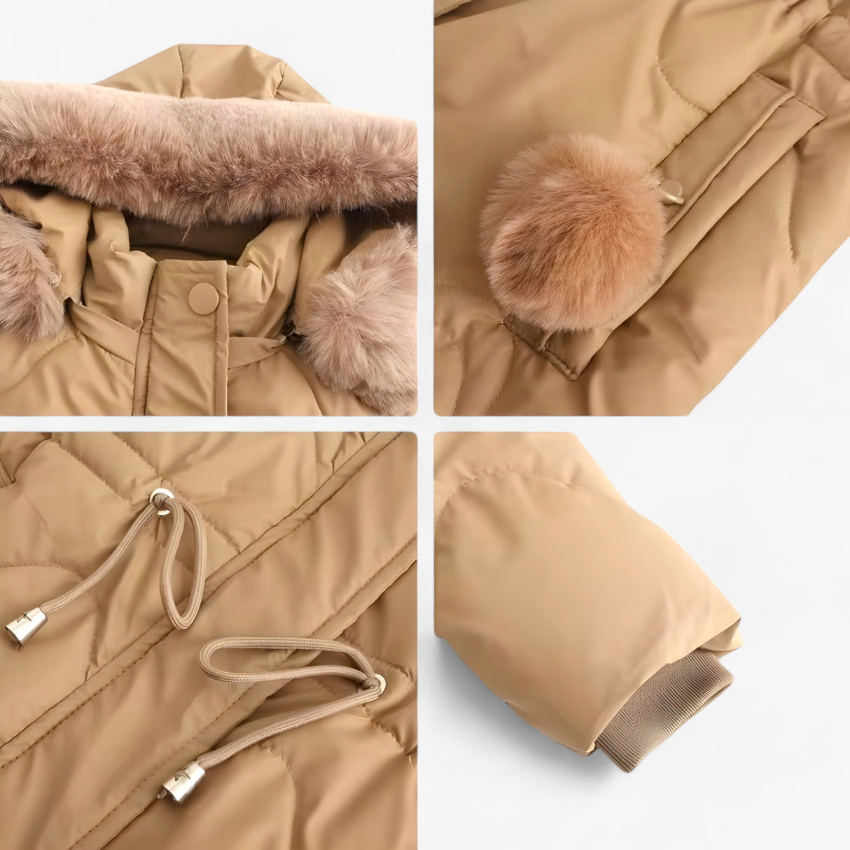 Ladies' Winter Jacket – Elegant Warm Jacket with Fur Collar and Hood