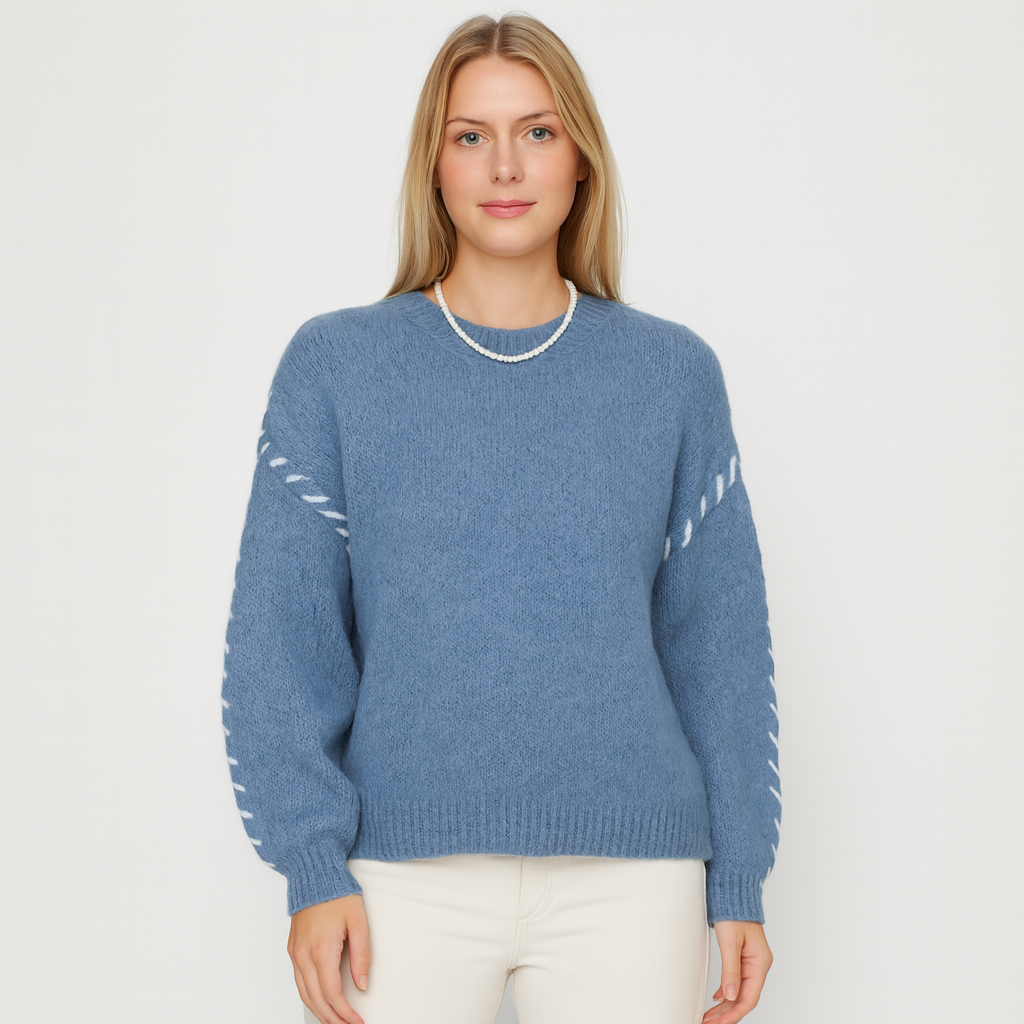Dame Strikket Sweater – Blød, Varm & Stilfuldt Design med Detalje