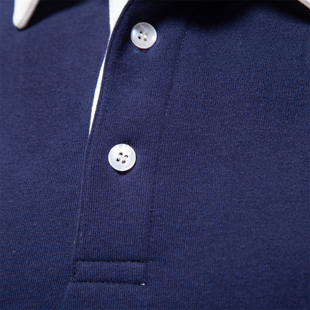 Elegant Herre Langærmet Polo Shirt med Klassisk Krave