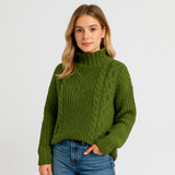 Dame Rullekrave med Ribbet Struktur – Varm, Blød & Moderne