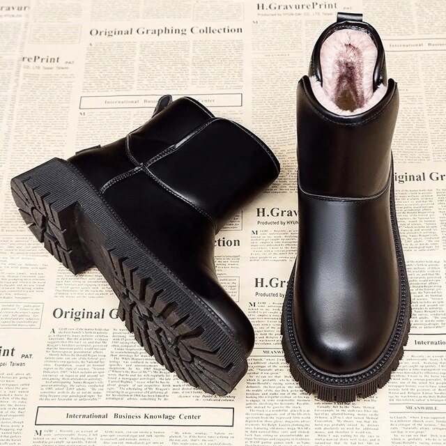 Dame Vinterstøvler – Varme Korte Ankelstøvler med Blødt For