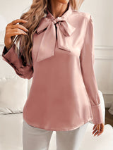 Elegant Bluse med Sløjfekrave | Luksus Polyester | Feminin Stil
