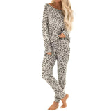 Dame Leopard Pyjamasæt med Lange Ærmer og Bukser
