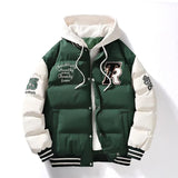 Men's Varsity Puffer Jacket – Warm College Winter Jacket with Hood