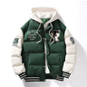 Men's Varsity Puffer Jacket – Warm College Winter Jacket with Hood