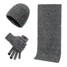 Knitted winter set with hat, scarf, and gloves