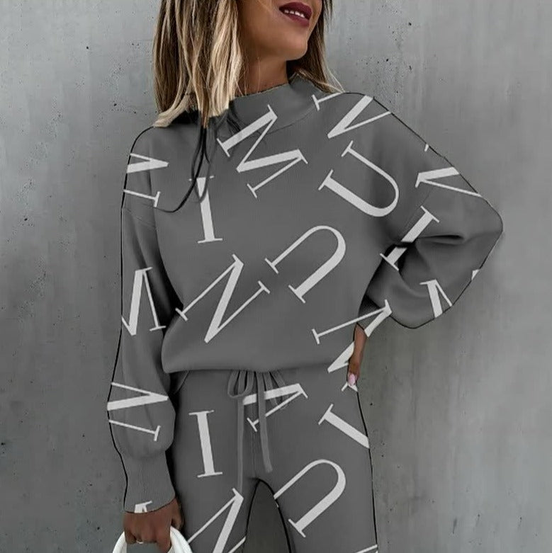 Dame Loungewear Sæt – Blødt To-delt Sæt med Stjerneprint