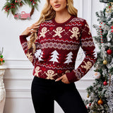 Damen Weihnachtspullover – Winterpullover mit Lebkuchen- & Weihnachtsbaumdruck